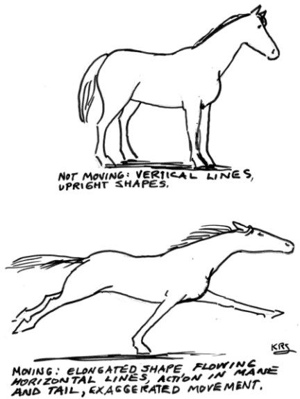 Kay Sluterbeck shows how it is possible to show movement even in a simple line drawing.