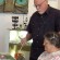 Tom Butters instructs Bev Paul on acrylic painting techniques.