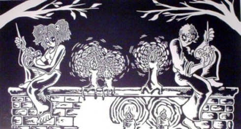 “Broken Heart Surgery”, a linocut by Matthew Temple of Paulding.