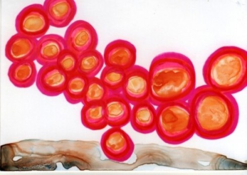 "Vague Happenstance" watercolor on Legion inkjet paper, 5 x 7 in., by Rory Krupp