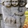 Detail of cemetery monument to St. Nicholas, Mt. Calvary Cemetery, Cambridge, Ohio showing the boys in the pickling tub.