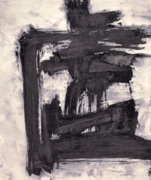 Tawara Yūsaku, Japanese, (1932-2004), Kyo (Emptiness), 9.29-1, from Boh Boh (Vastness) series, 1993, ink on paper, 10 5/8 x 9 in. (image). Collection of the Indianapolis Museum of Art