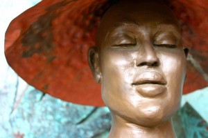 Asian face sculpture by Ruth Ko