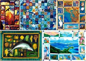 Sally Dillon is a professional fiber artist specializing in quilted silk wall hangings.  Her designs are based on the study of nature, particularly geology and geography. Cross-sectional maps, satellite photographs and a lifetime of close observation inspire many of my pieces. She has lived and painted in western Massachusetts and hold degrees in art from Mount Holyoke College and the University of New Mexico. www.sallydillon.com.