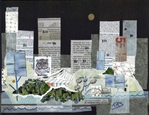 "Urban Jungle" 8.5 x 11 in. collage by Kay Sluterbeck