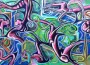 "Organic Pulses", mixed media on canvas, 6 ft' X 2 ft, 2013, by Matthew Blackwell.